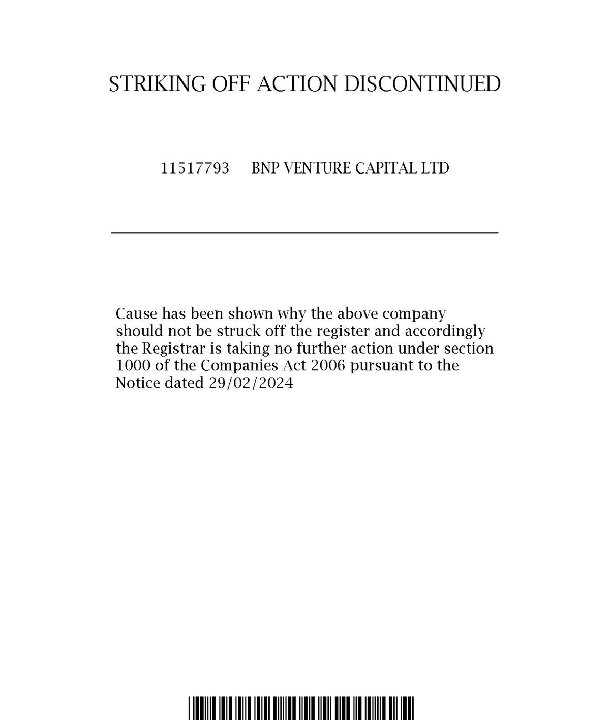 Striking Off Discontinued 2024